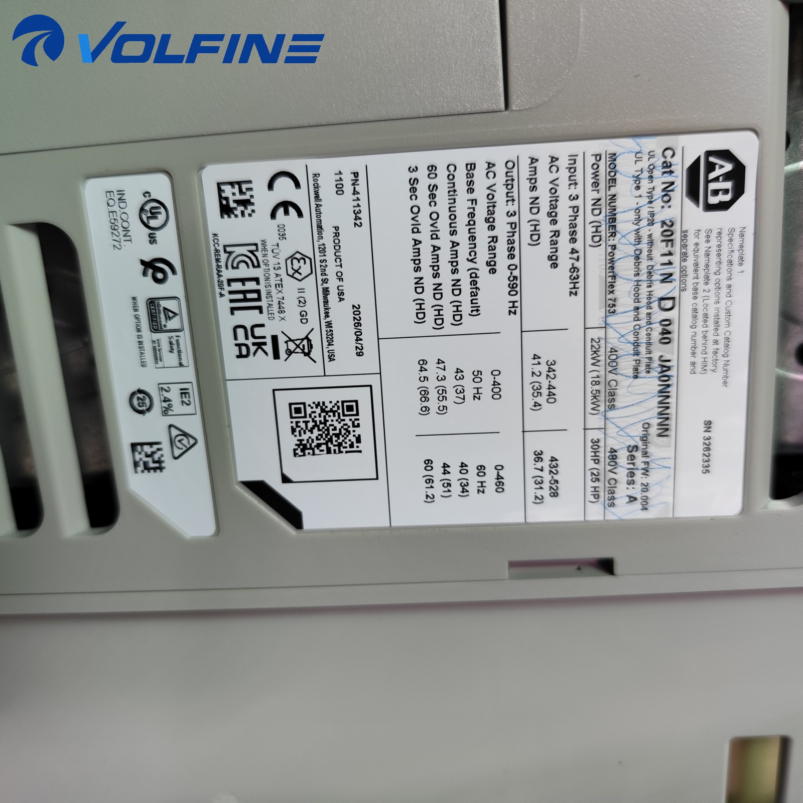 Danfoss 20F11ND040JA0NNNNN VLT FC AC drive - Image 2