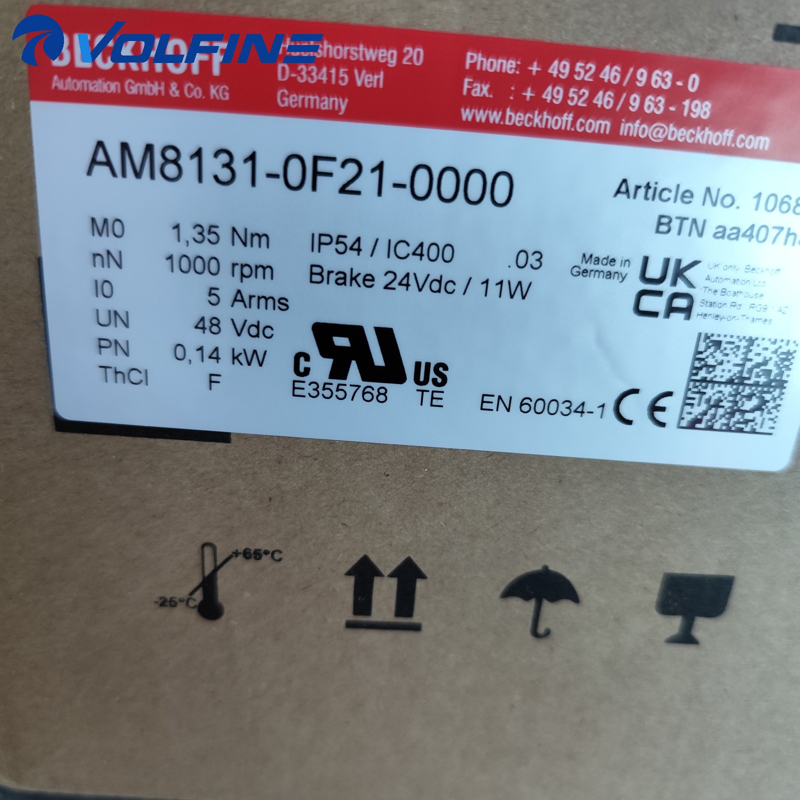 Beckhoff AM8131-0F21-0000 Servo motor AM8000