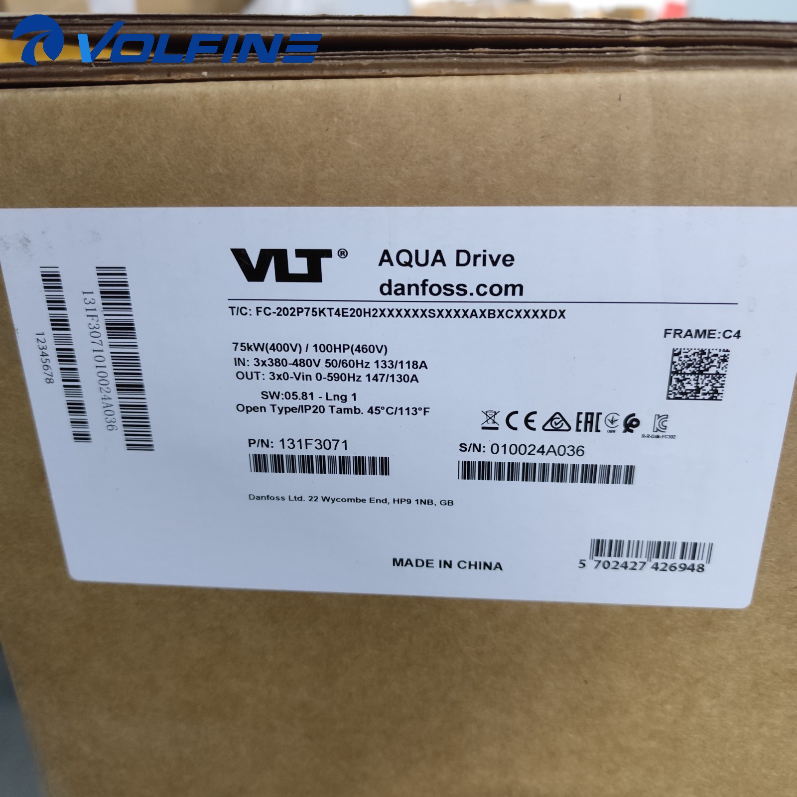 Danfoss FC-202P75KT4E20H2XXXXXXSXXXXAXBXCXXXXDX VLT AC drive